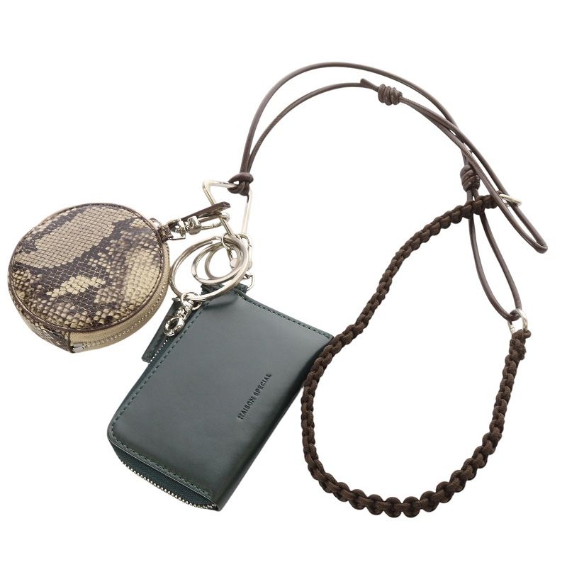 メゾンスペシャル MAISON SPECIAL ヴィーガン レザー リングマルチケース 緑 茶色