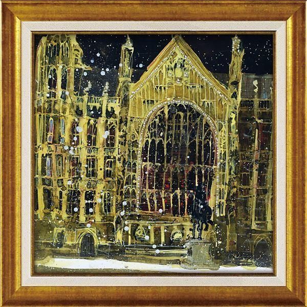 油彩画 ヴェネツィア 運河風景 絵画 額縁付き インテリア アート 匿名