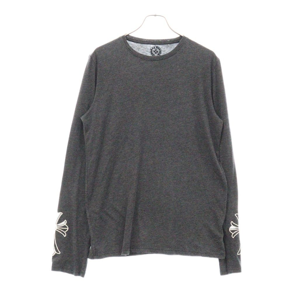 CHROME HEARTS (クロムハーツ) 袖CHクロスプリント長袖カットソー ロンT グレー