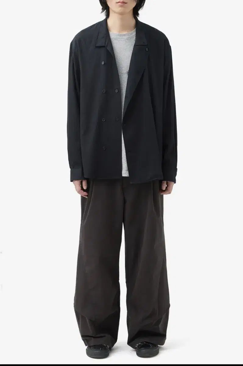 M ハッチングルーム ダブル ブレステッド シャツ ブラック