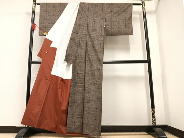 平和屋着物○本場大島紬 カタス9マルキ 麻の葉文様 ますいわ屋