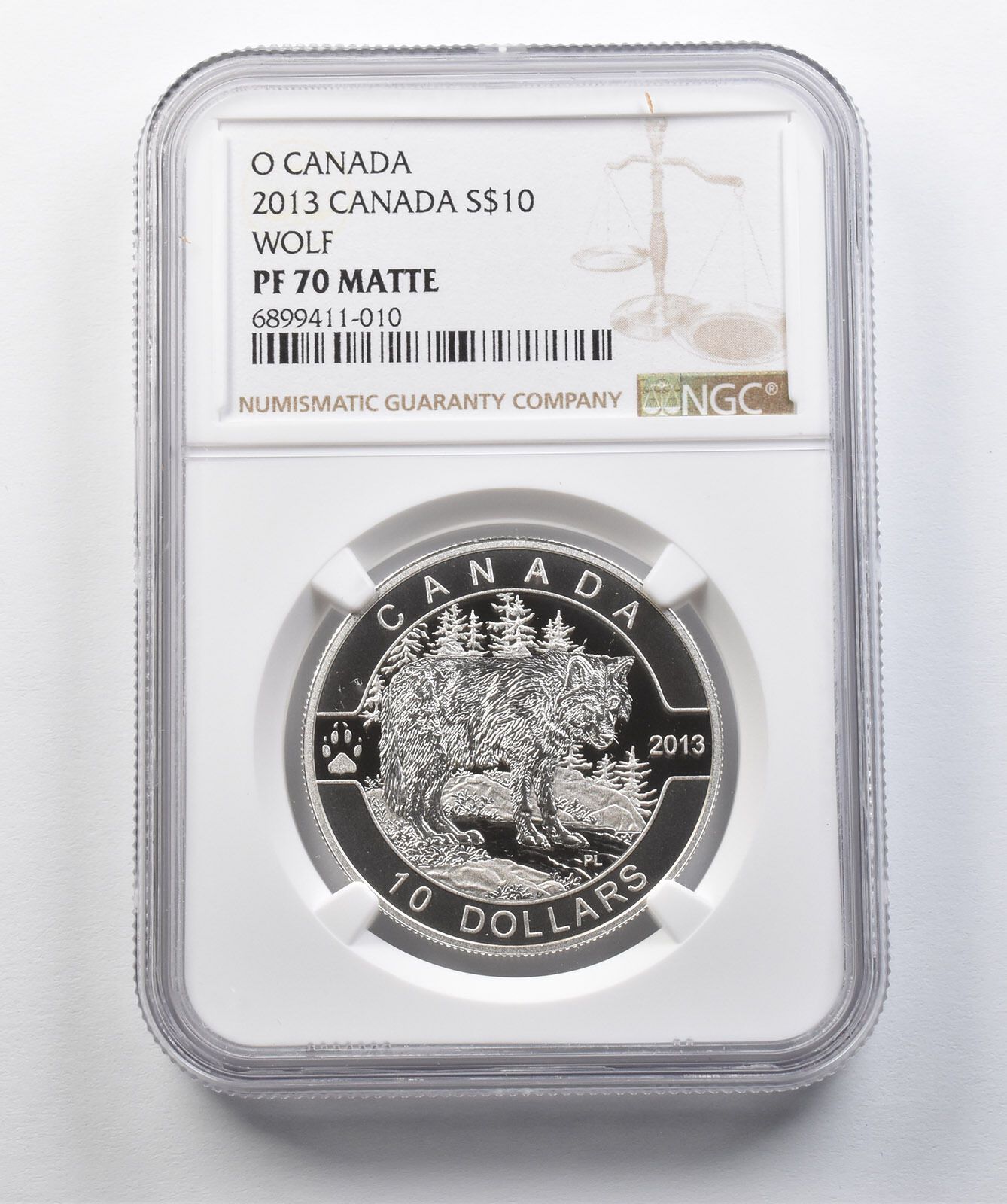 2013年カナダ10ドル銀貨 O カナダウルフ PF70 マット NGC
