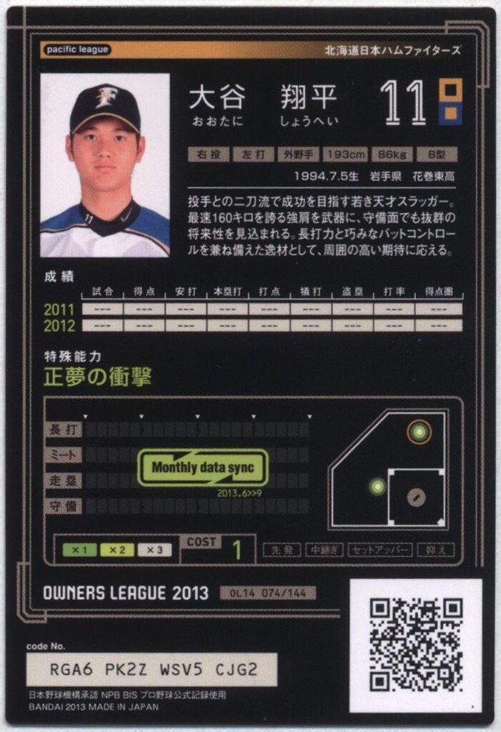 大谷翔平　オーナーズリーグ　SS 2014年 2025年最新】オーナーズリーグ 大谷の人気アイテム - メルカリ