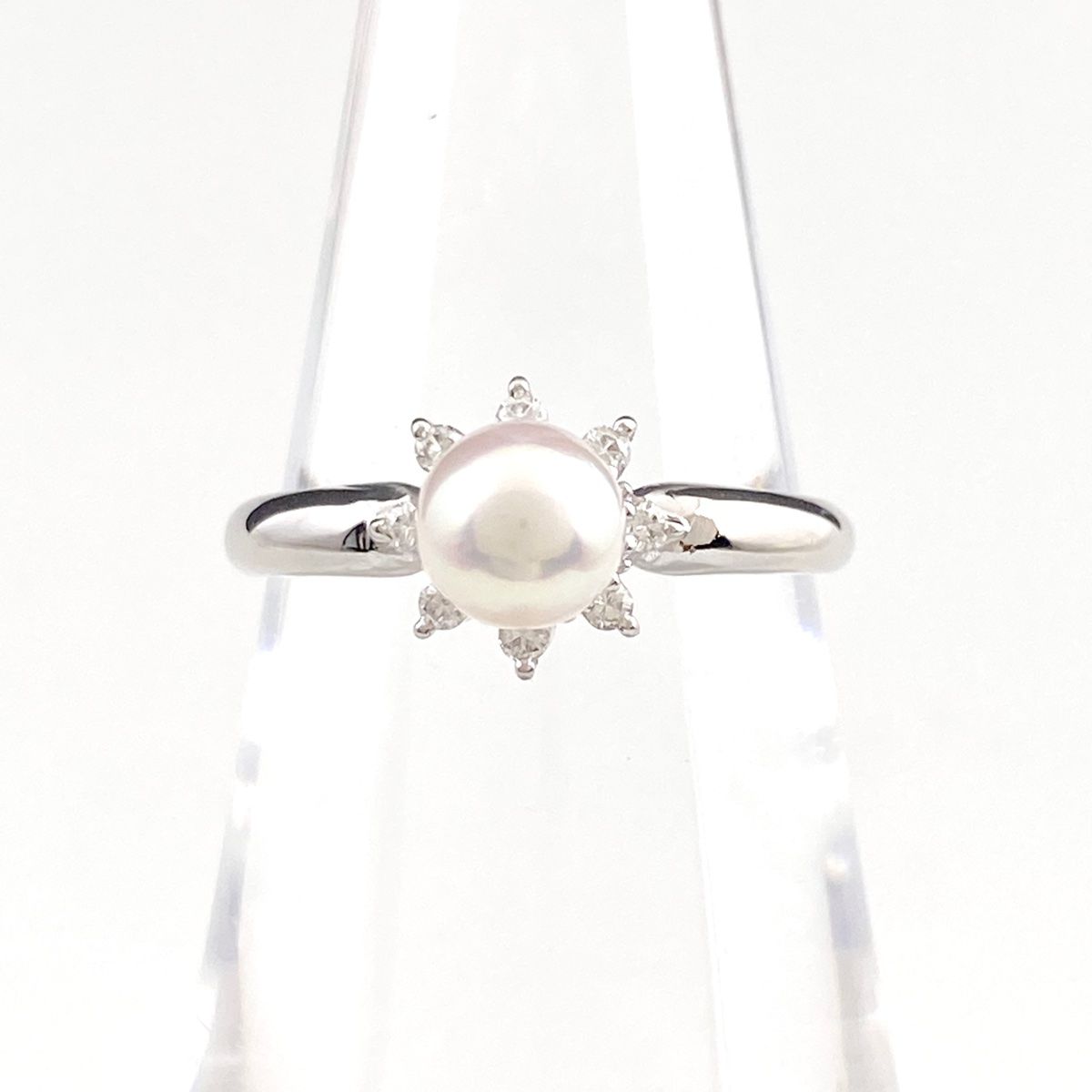 タサキ TASAKI パール デザインリング プラチナ 指輪 メレダイヤ 真珠  