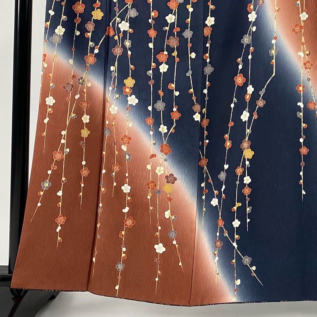 訪問着 身丈160cm 裄丈63cm S 袷 枝梅 金糸 染め分け 紺色 正絹 名品 WWW_OLIVIERBERNSTEIN_COM