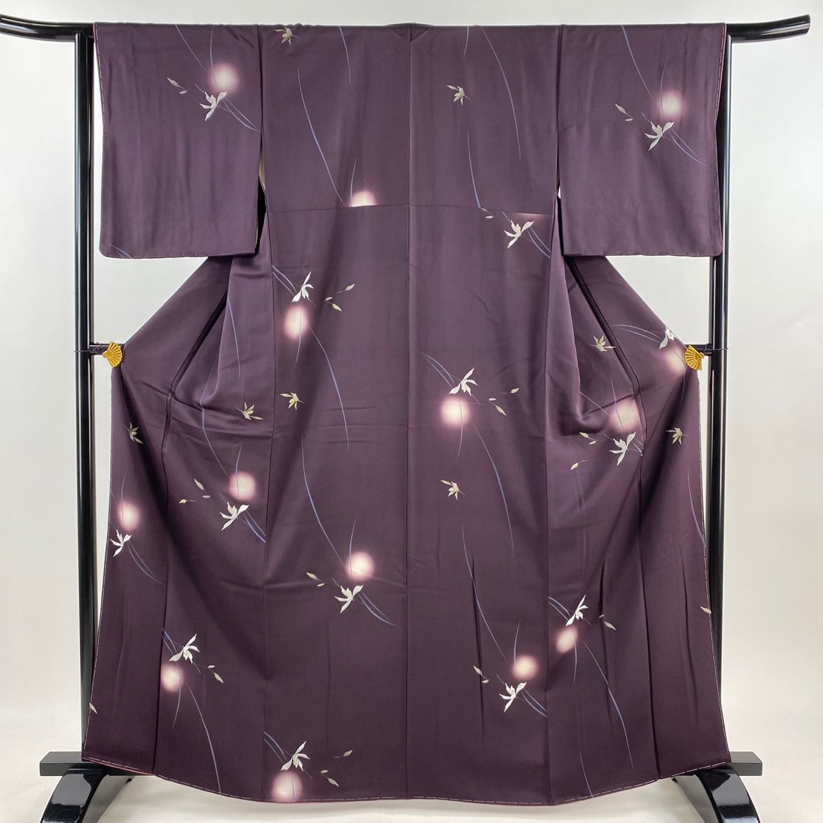 小紋 身丈165cm 裄丈64.5cm M 袷 やまと 蛍ぼかし 草花 金糸 ぼかし