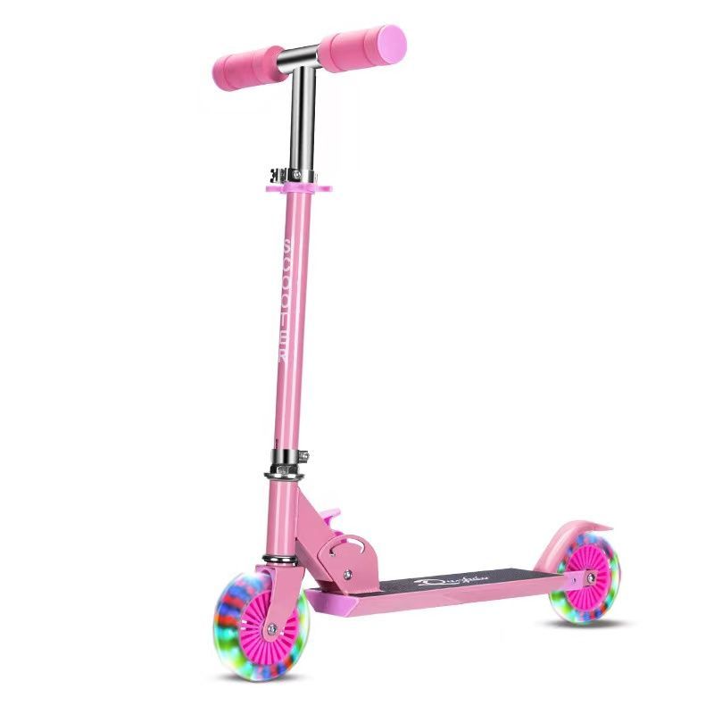 子供 キックボード キックスクーター 子供用 ブレーキ付き 光るタイヤ スタンド付き キックスケーター 折りたたみ 光る  LED キックスケーター  男の子 女の子