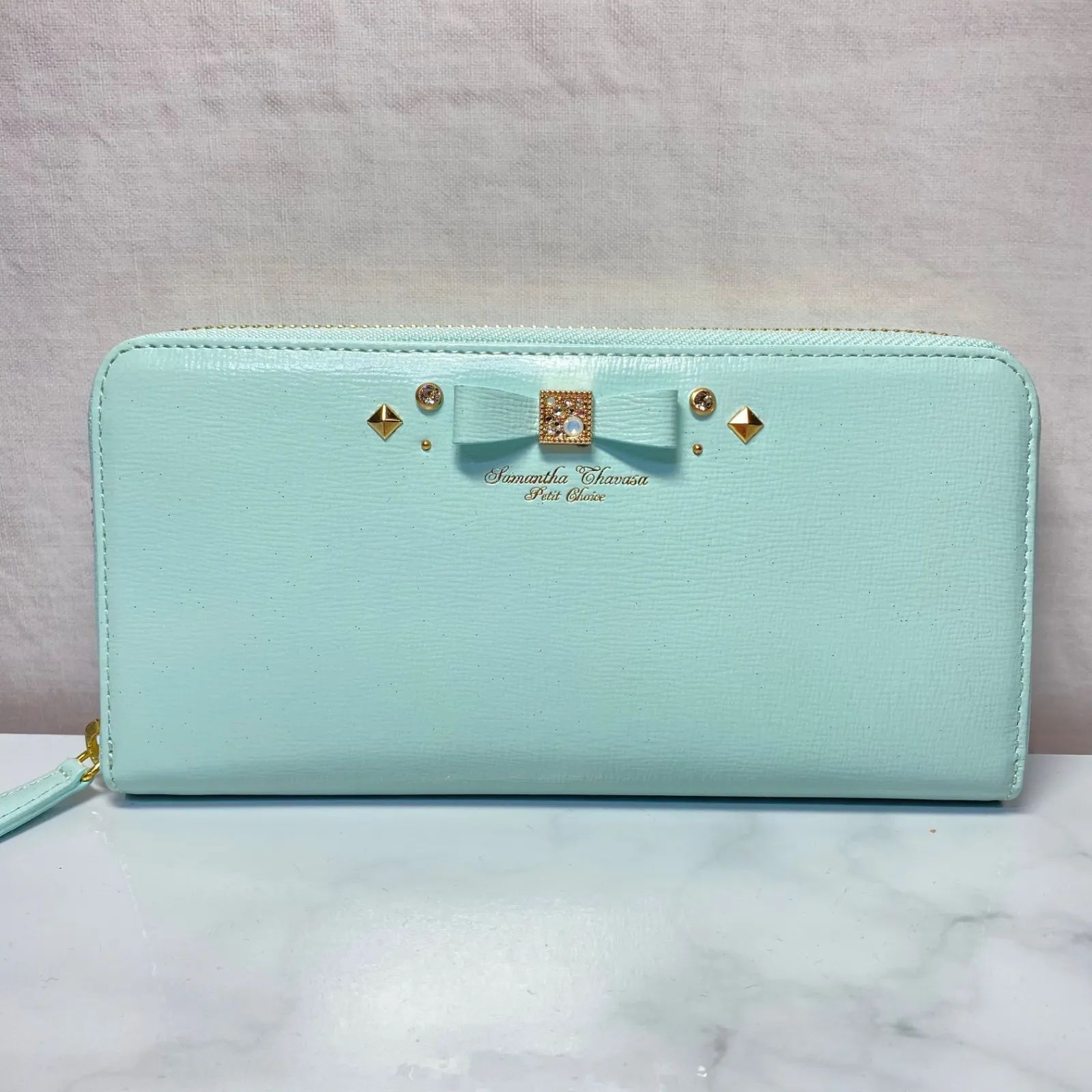 サマンサタバサプチチョイス リボンビジュー ラウンドジップ 長財布  