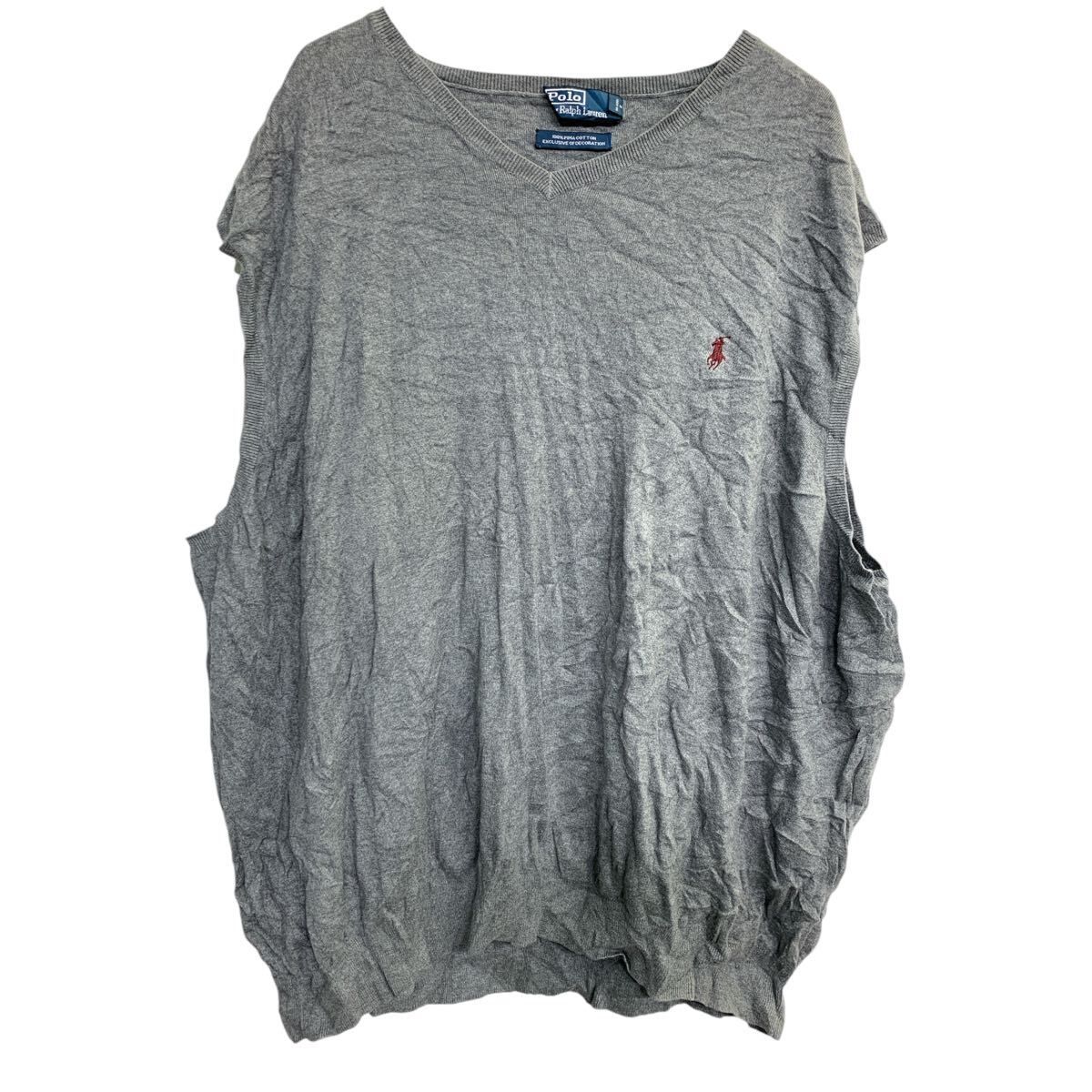 POLO RALPH LAUREN ニットベスト 4XL ポロラルフローレン ビッグサイズ ぐれーコットン 古着卸 アメリカ仕入 t2411-3662