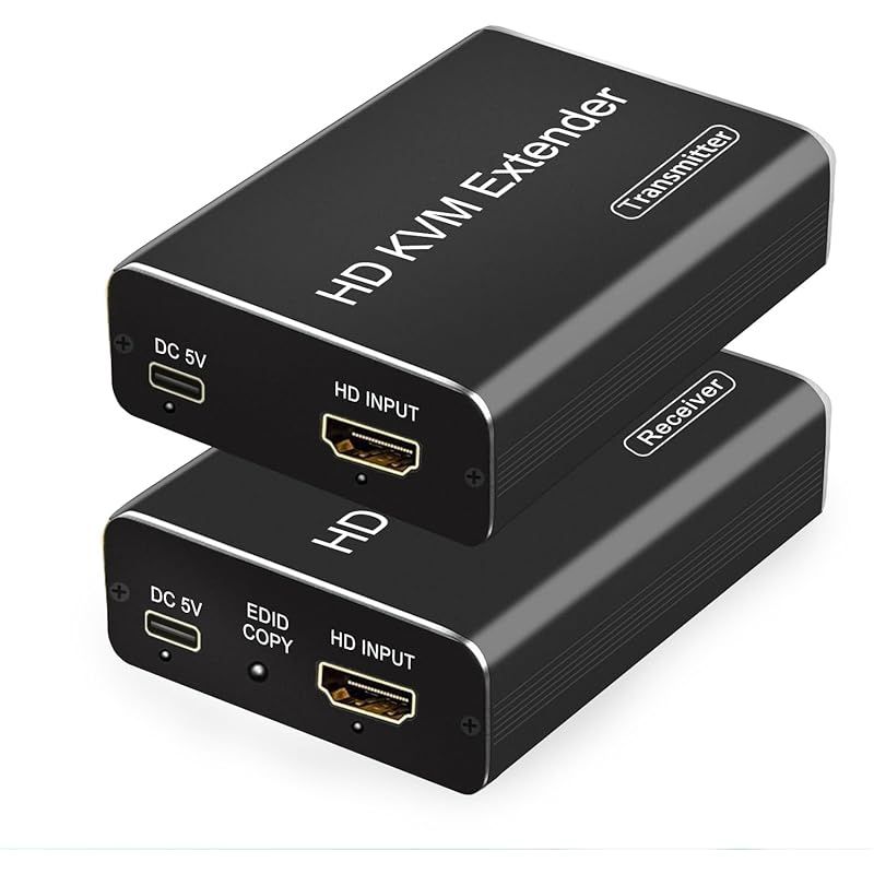 HDMI KVM エクステンダー 60M LAN 延長器 1080P 2USB出力 延長機 HDMI USB 出力 CAT6 CAT7 遠距離 延長 PC PS4 対応 キーボード マウス TV モニター プロジェクター 出力