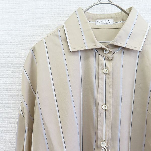 ブルネロクチネリ BRUNELLO CUCINELLI 長袖シャツ シルク ブラウス ストライプ柄 a928336
