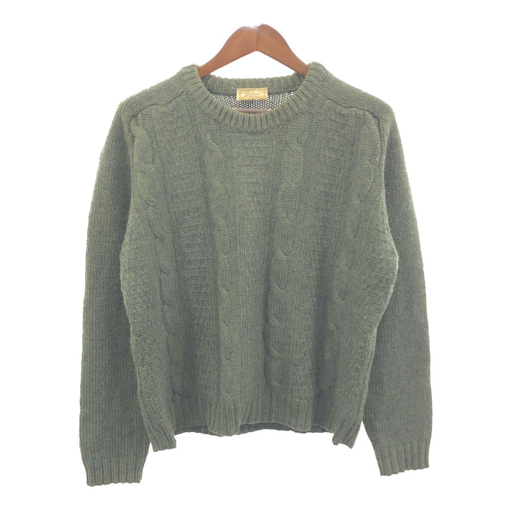 アイルランド製 Gaeltarra ウール フィッシャーマン セーター グリーン (メンズ 44) 中古 古着 Q5137
