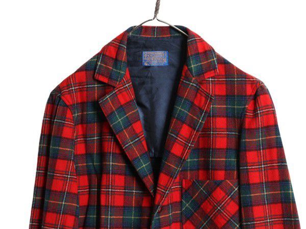 美品 PENDLETON 70s USA製 チェック 短丈 ウールブルゾン Made in USA 70s pendleton brown orange check wool shirt 70年代