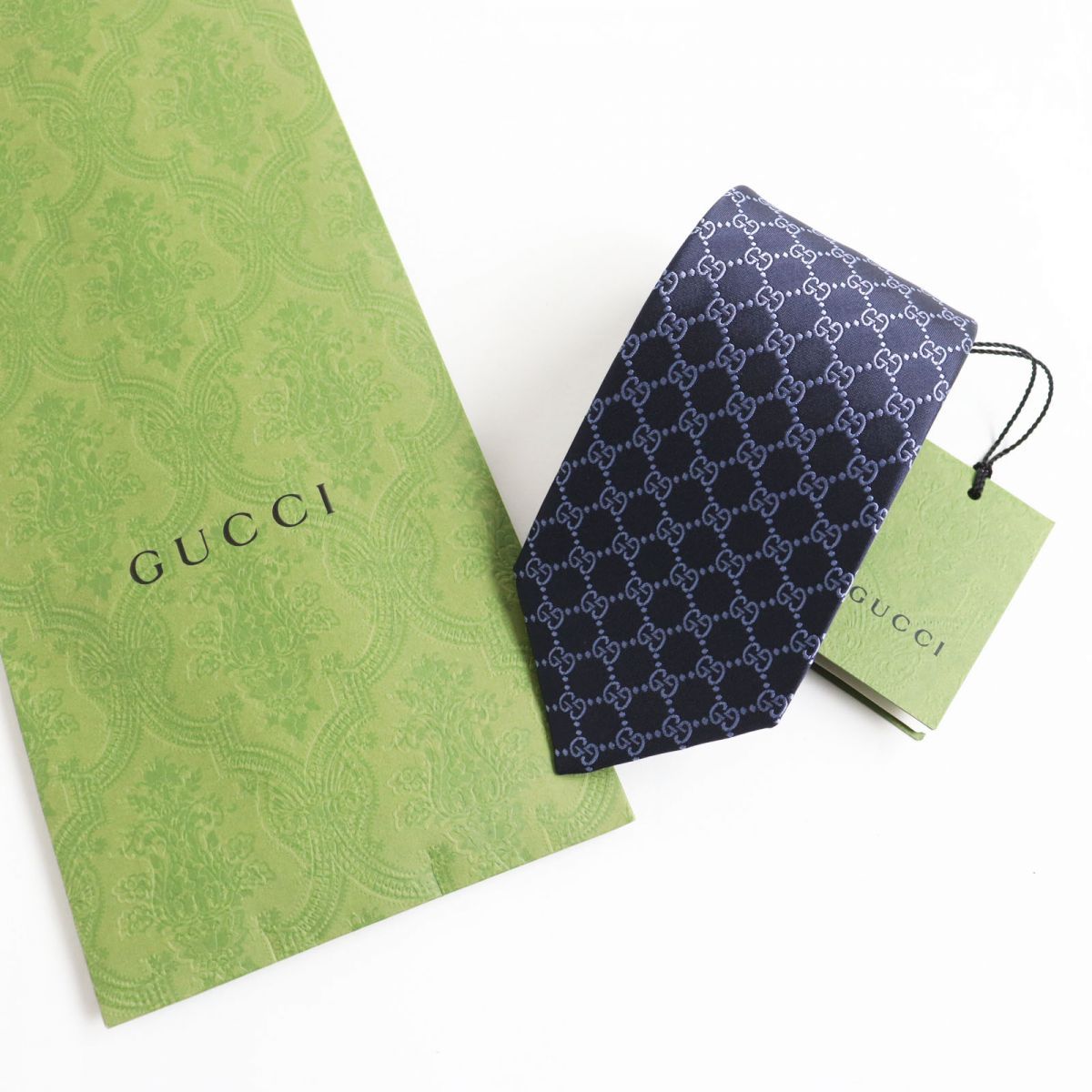未使用品○2022年 GUCCI グッチ 456524 GG柄 シルク100% ネクタイ 