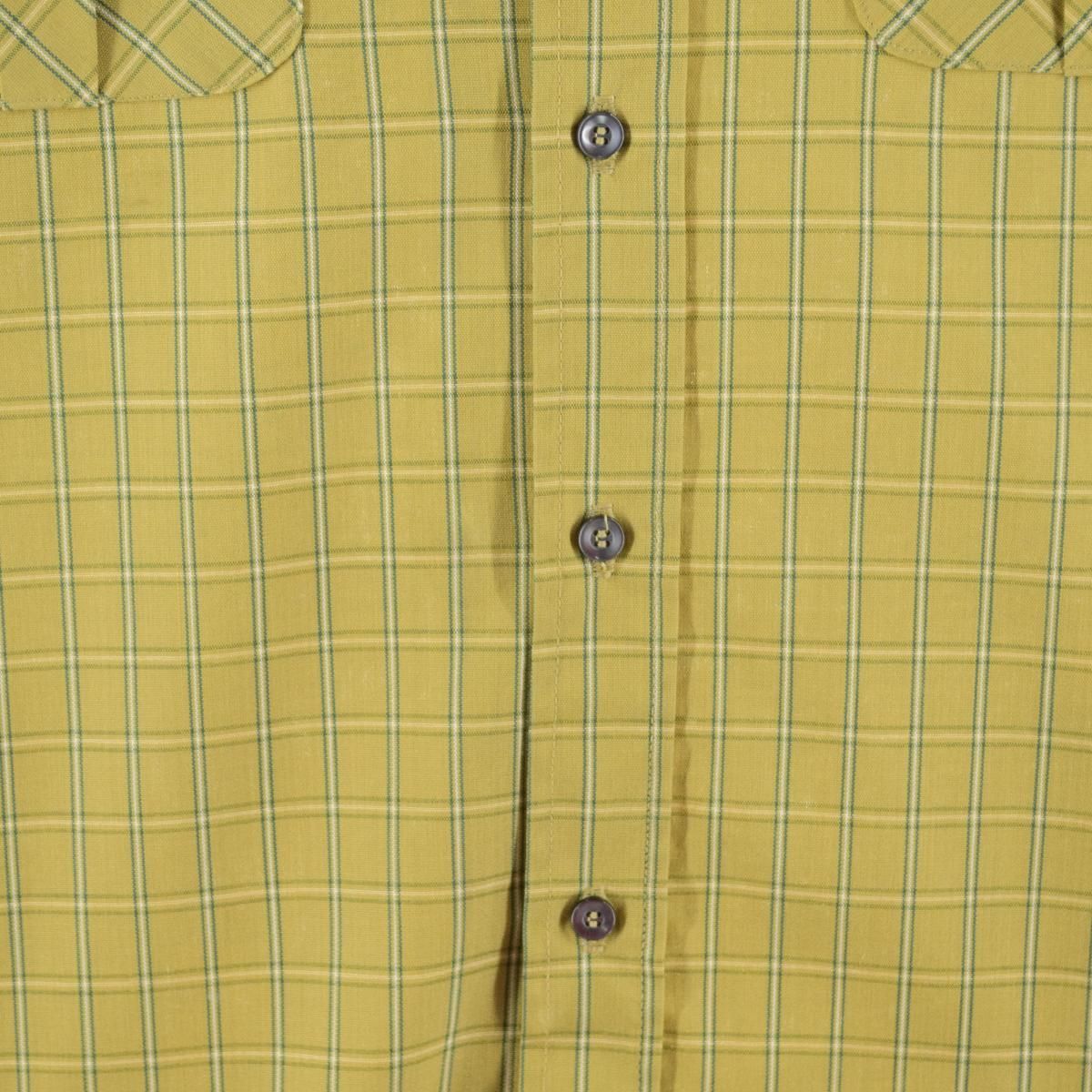Eddie Bauer エディバウワー 70S VINTAGE ヴィンテージ チェック柄 コットン 半袖 サファリシャツ イエロー/グリーン 古着 70年代~ エディーバウアー Eddie Bauer DESERT CLOTH