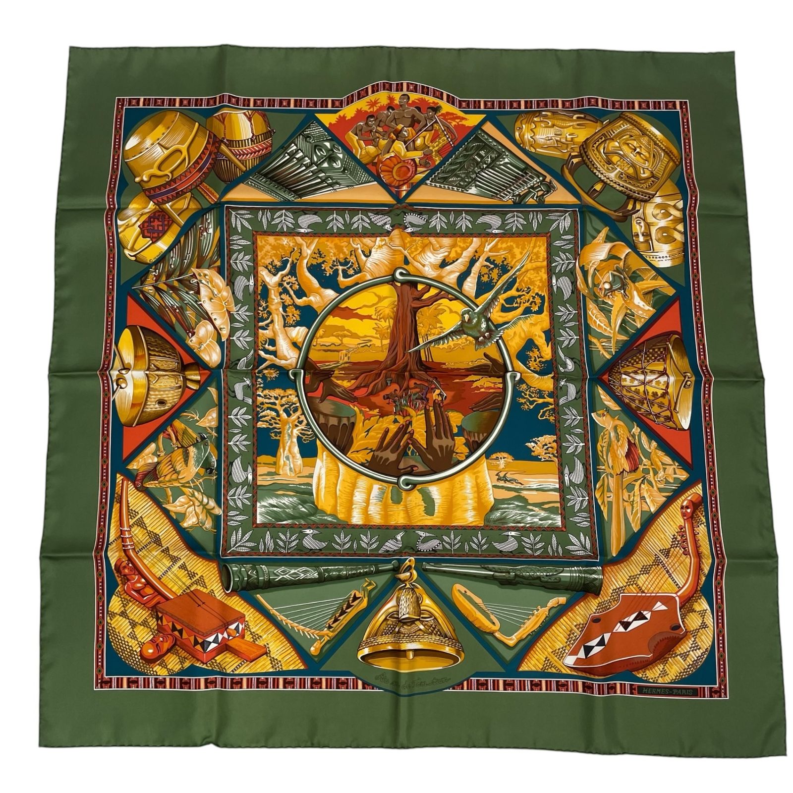 ✿HERMES カレ90シルク Au son du Tam Tam 極美品✿ ✿HERMES カレ90シルク Au son du Tam Tam 極美品✿ - メルカリ
