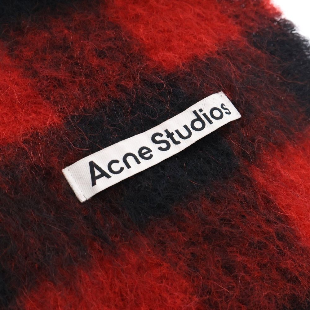 Acne Studios アクネ ストゥディオズ チェック柄 ウール マフラー ストール レッド Acne Studios - Acne Studios アクネ ストゥディオズ チェック柄
