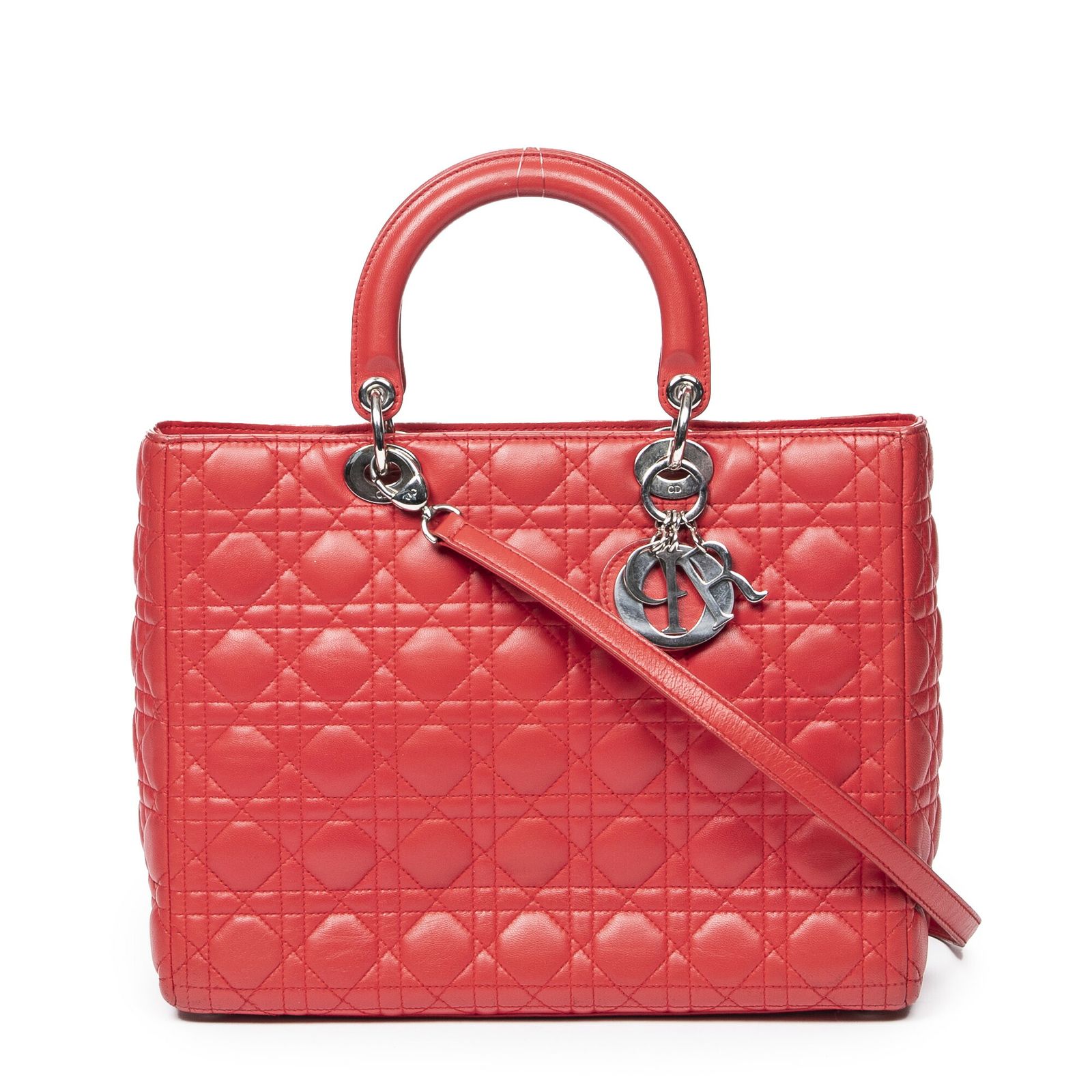 DIOR ディオールラージ レディ ディオール ジップ赤カナージラムスキンレザーA