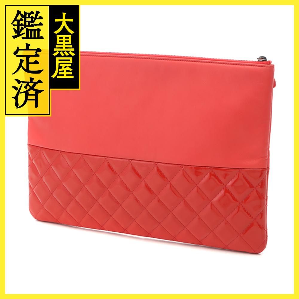 CHANEL シャネル マトラッセ クラッチバッグ レッド/シルバー金具 ...