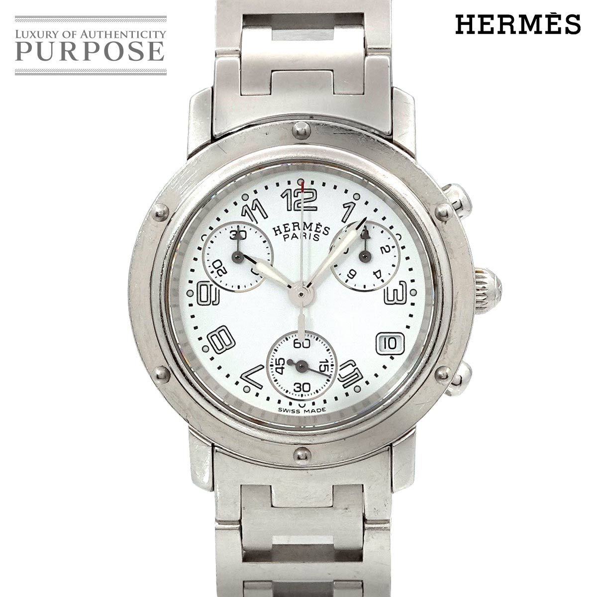 エルメス HERMES クリッパー クロノグラフ CL1.310 ヴィンテージ レディース 腕時計 デイト クォーツ Clipper 90276576