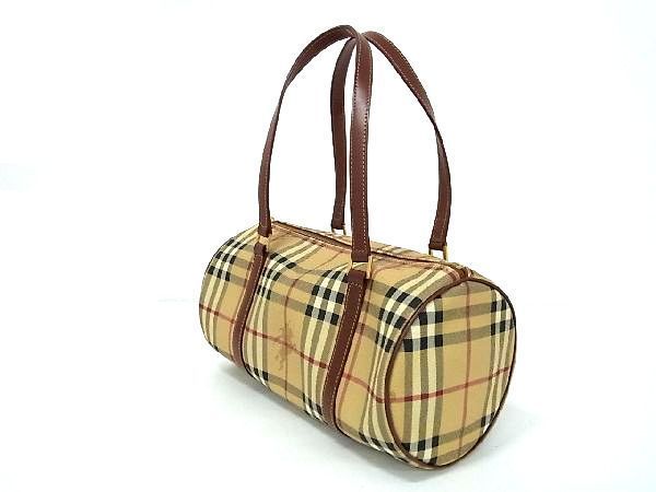 □極美品□ BURBERRY バーバリー ノバチェック PVC 円筒型