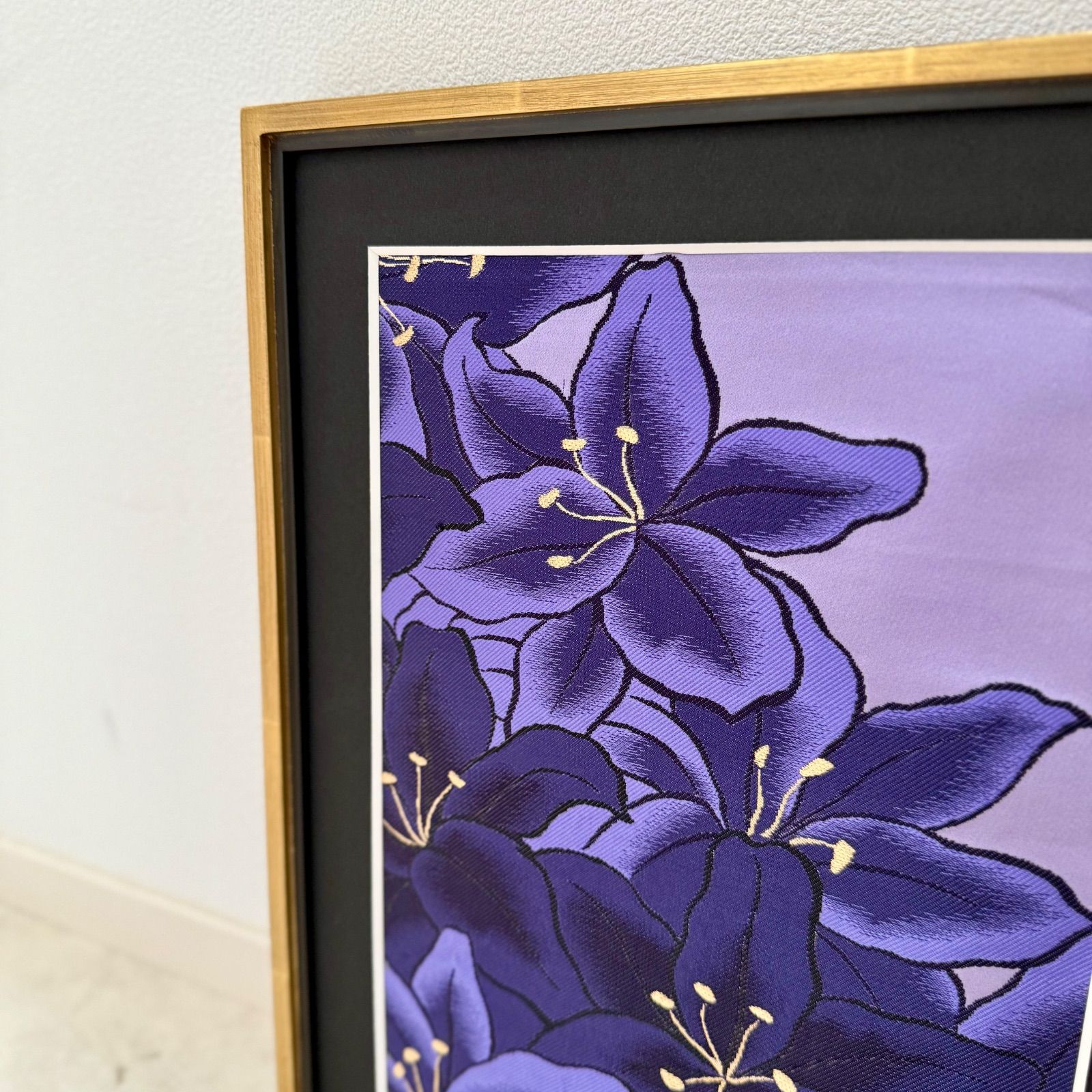 京都帯屋さん フレーム入りシルク織物アート gunnyuki百合連