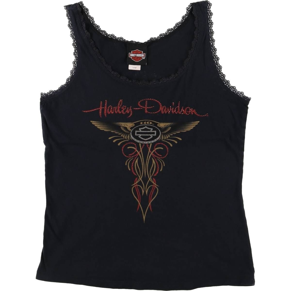 古着 ハーレーダビッドソン Harley-Davidson ラインストーン付き タンクトップ USA製 レディースL相当 /eaa553447 古着 ハーレーダビッドソン Harley-Davidson ラインストーン付き