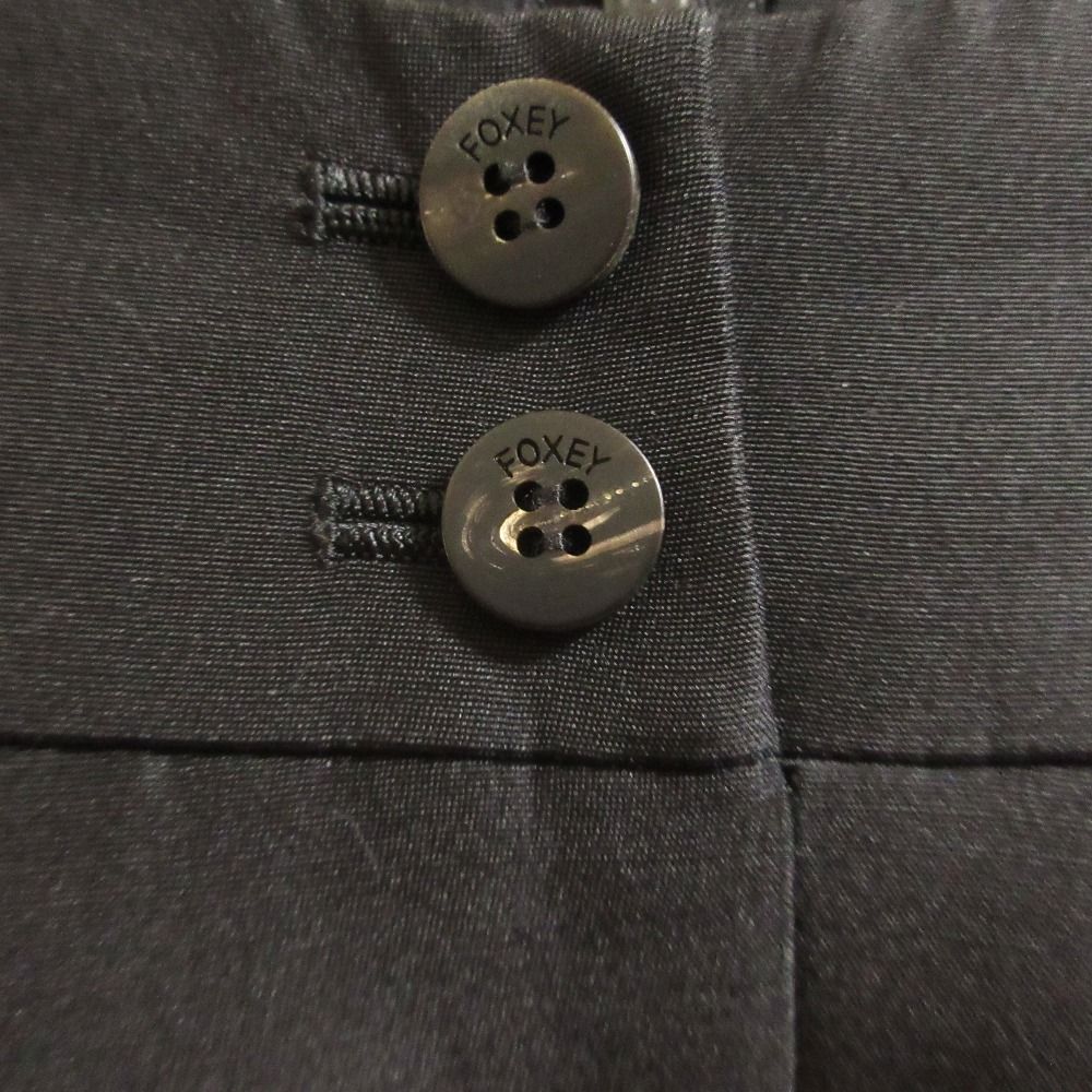 FOXEY フォクシー ウール シルク Skirt Triangle スカート 36558 サイズ42 ブラック レディース 古着