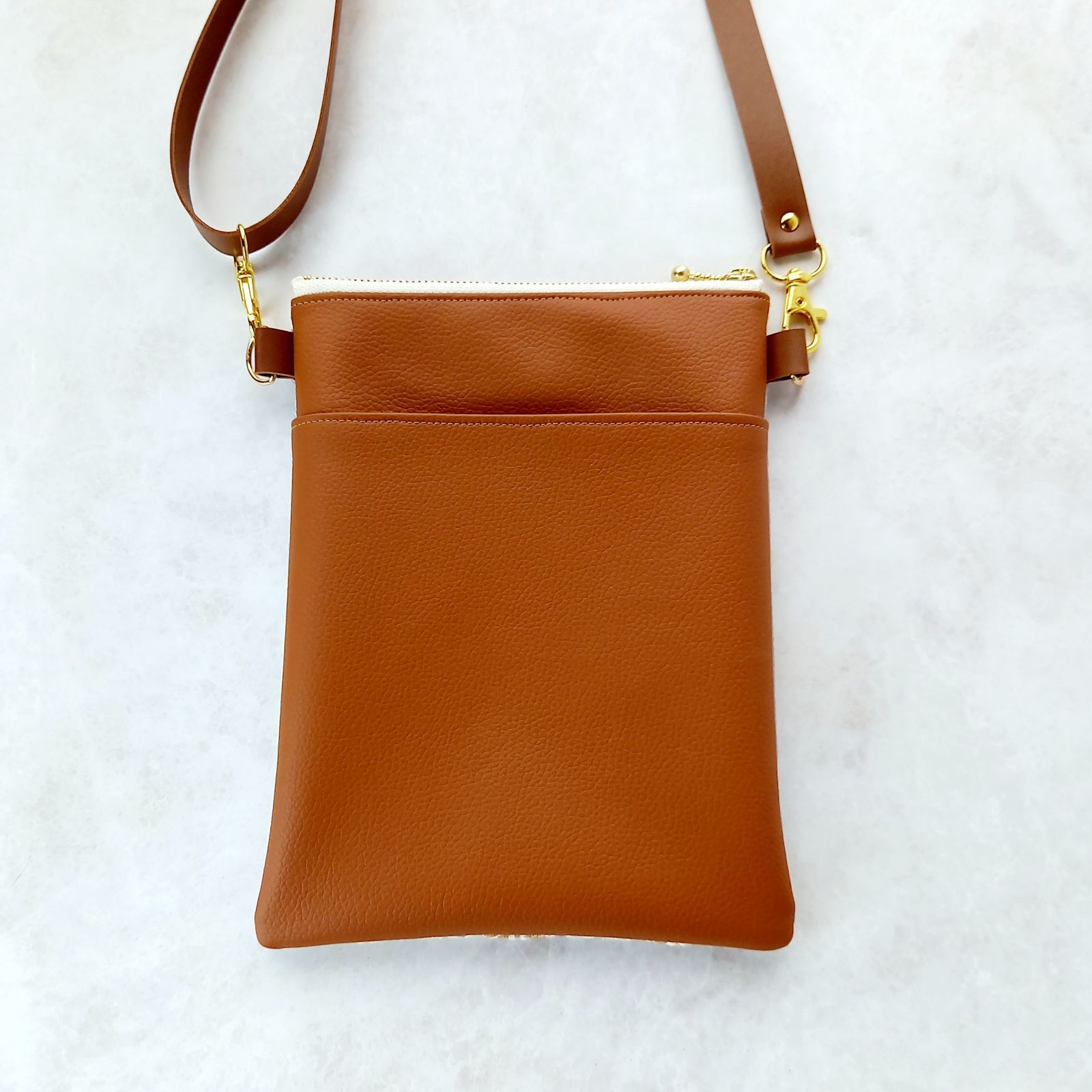 リュンヌ様専用 インド刺繍ゴールドオレンジ系と合皮 ショルダーバッグ