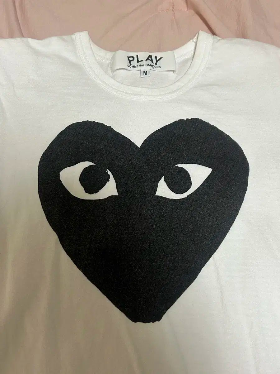  PLAY COMME des GARCONS ブラック ハート Tシャツ 白 M 半袖(Tシャツ) Tシャツ カットソー