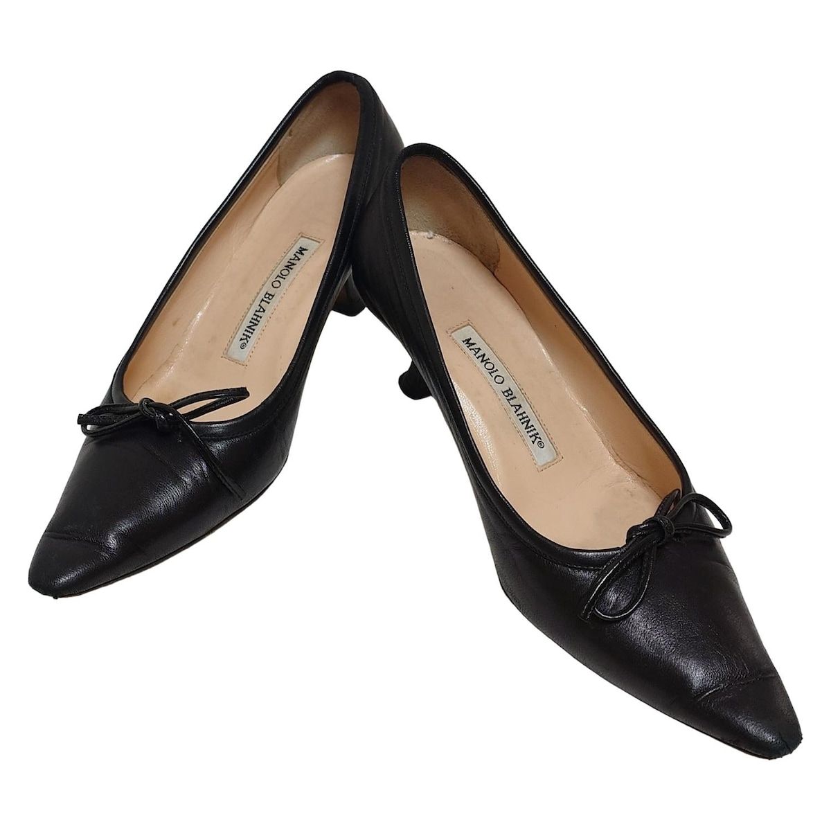 美品✨MANOLO BLAHNIK マノロブラニク 本革 パンプス 黒 23cm MANOLO BLAHNIK マノロブラニク パンプス HANGISI FMC SATIN 070
