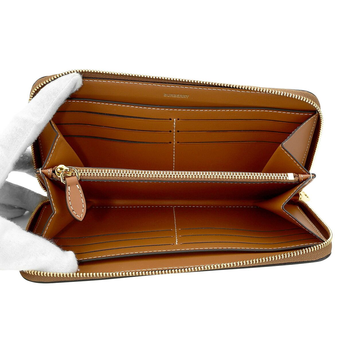 新品 バーバリー BURBERRY 長財布 ラウンドジップウォレット アーカイブベージュ／ブライアーブラウン BURBERRY - 新品 バーバリー BURBERRY 長財布 ラウンドジップ