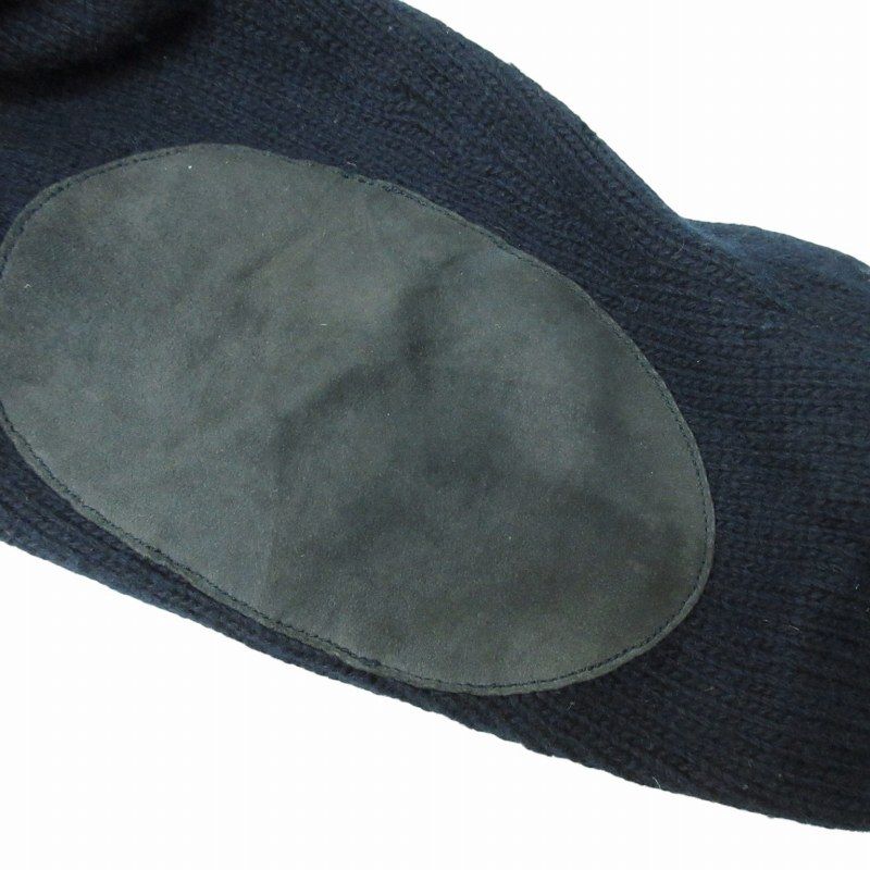 【美品】PRADA プラダ　スエードエルボーパッチ　カシミヤ混　総柄ニット 美品】PRADA プラダ スエードエルボーパッチ カシミヤ混 総柄