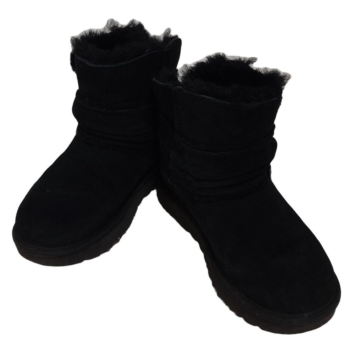 廃盤品 UGG アグ ショートブーツ 23 レディース ミニ スピル シーム ボウ 1095701 黒 リボン ムートン 驚異の
