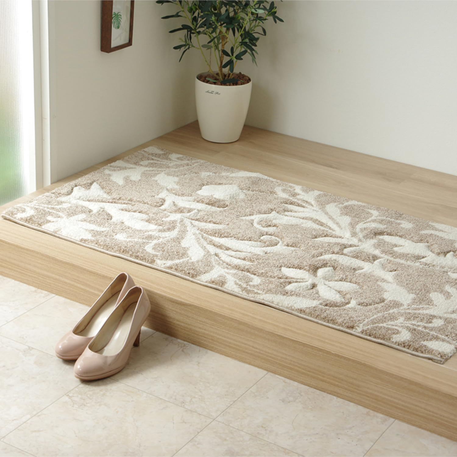 【在庫処分】おしゃれ 洗濯不可 加工 カービング エレガント 消臭 ふわふわ 抗菌防臭 弾力性 耐久性 へたりにくい トルコ製 約15mm 厚み 約50×80cm ベージュ #1311320021701 ネム 単品 ウィルトン ラ