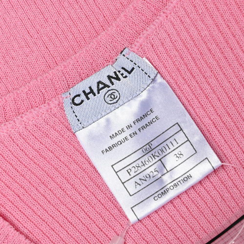 美品 CHANEL 06P P28460K00111 コットン ニットベスト ココマークプレート付き 38 ピンク シャネル KL4BHCBL80 CHANEL 06P P28460K00111 コットン ニットベスト ココマーク