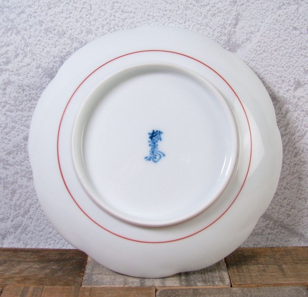 十三代酒井田柿右衛門 錦 牡丹文皿5枚 幅：14.5cm 極美品 共箱