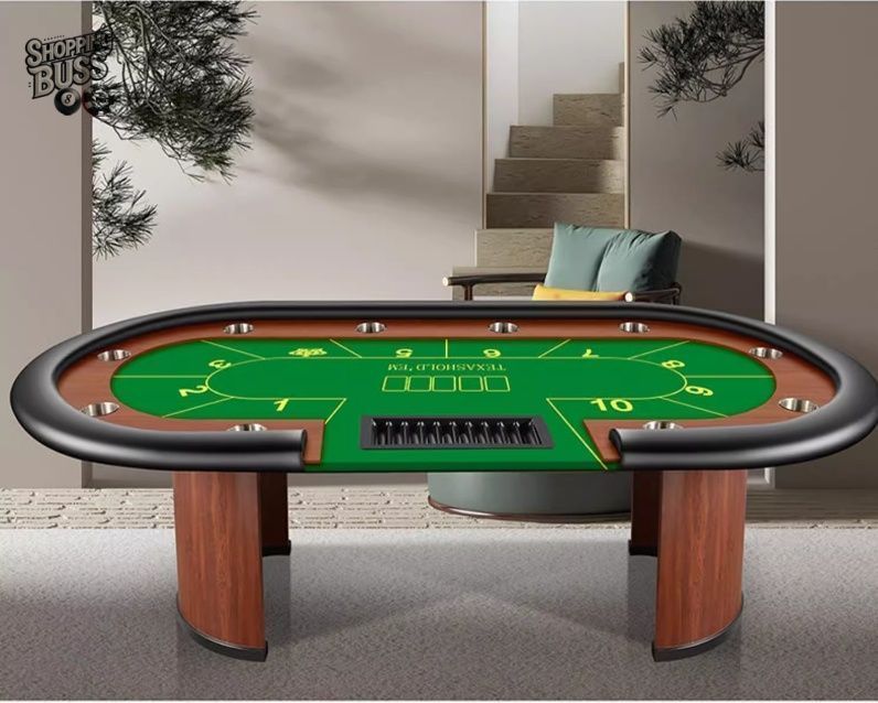 新店オープン 10%OFF 10人用ポーカーテーブル ディーラーエリア＆チップトレイ付き グリーン 213*106cm