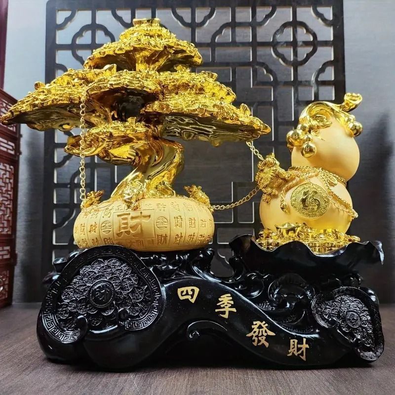 招財樹 瓢箪 ひょうたん 置物 金色 黄金 財 金運 厄除 風水 開運 縁起 金の