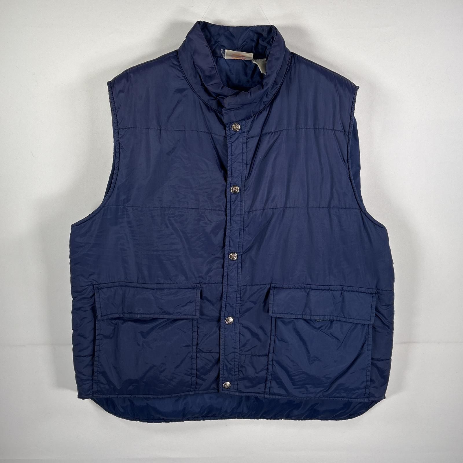 古着 ディッキーズ Dickies 中綿ナイロンベスト 2ポケット  ネイビー メンズ