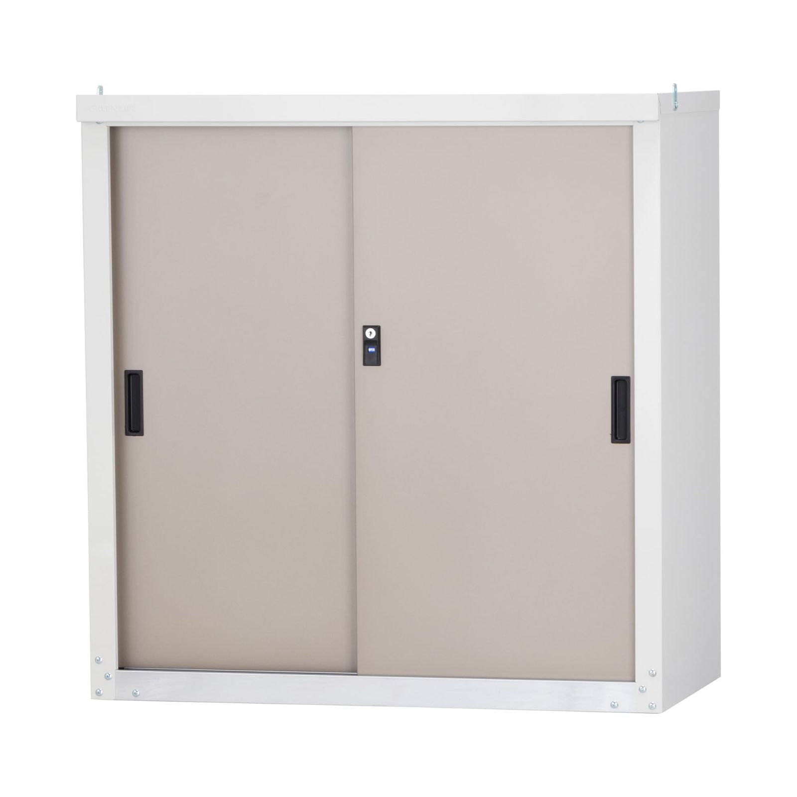 グリーンライフ 物置 収納庫 屋外 小型 棚板1枚 鍵付き 幅89×奥行47×高さ92cm チタングレー サビに強いステンレスレール 調整 な可動棚 HS-92SRE TGY