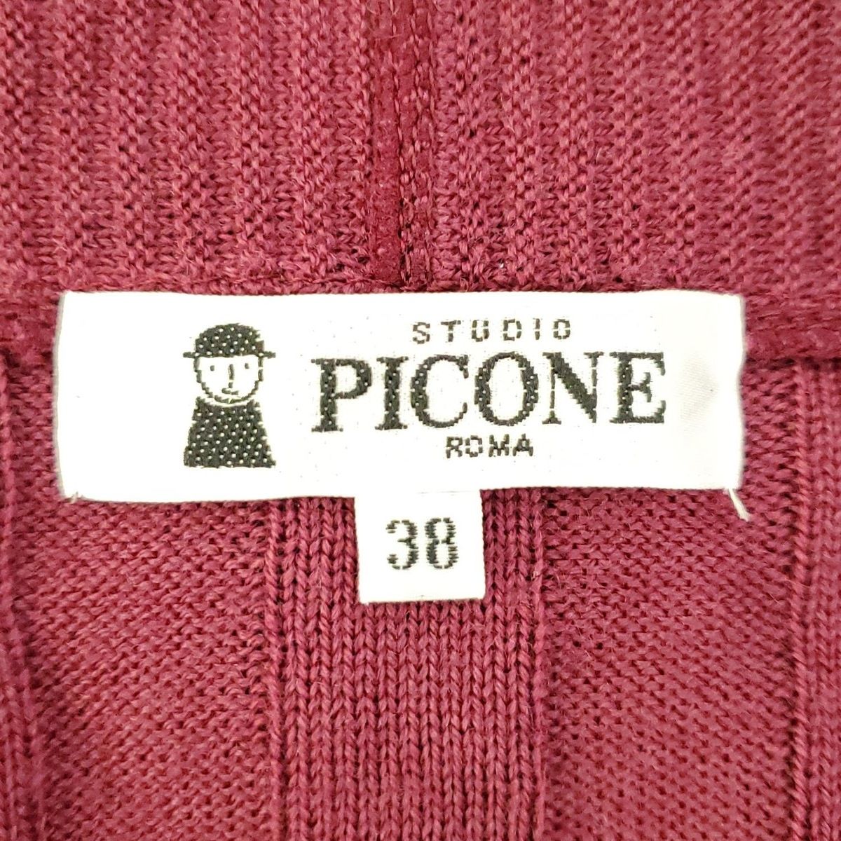 PICONE(ピッコーネ) カーディガン サイズ38 S レディース - ボルドー×ダークブラウン 長袖/ロング丈 PICONE(ピッコーネ) カーディガン サイズ38 S レディース