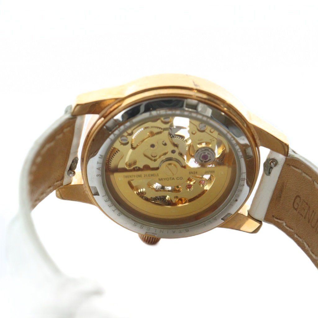 ロバー LOBOR 腕時計 ウォッチ 自動巻き ローマン スケルトン ラウンド  