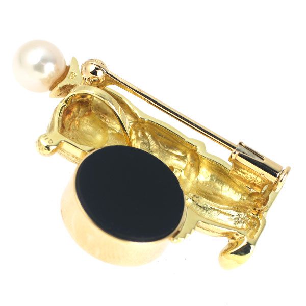 K18YG アコヤ真珠 ダイヤモンド ブローチ兼ペンダントトップ 径約5.7mm D0.16ct ピエロ