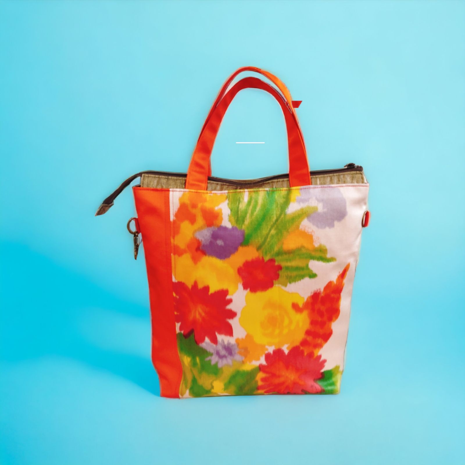 ＜アウトレット＞No6-2 Flowers -Tote bag type -帯バッグ 着物バッグ トートバッグ