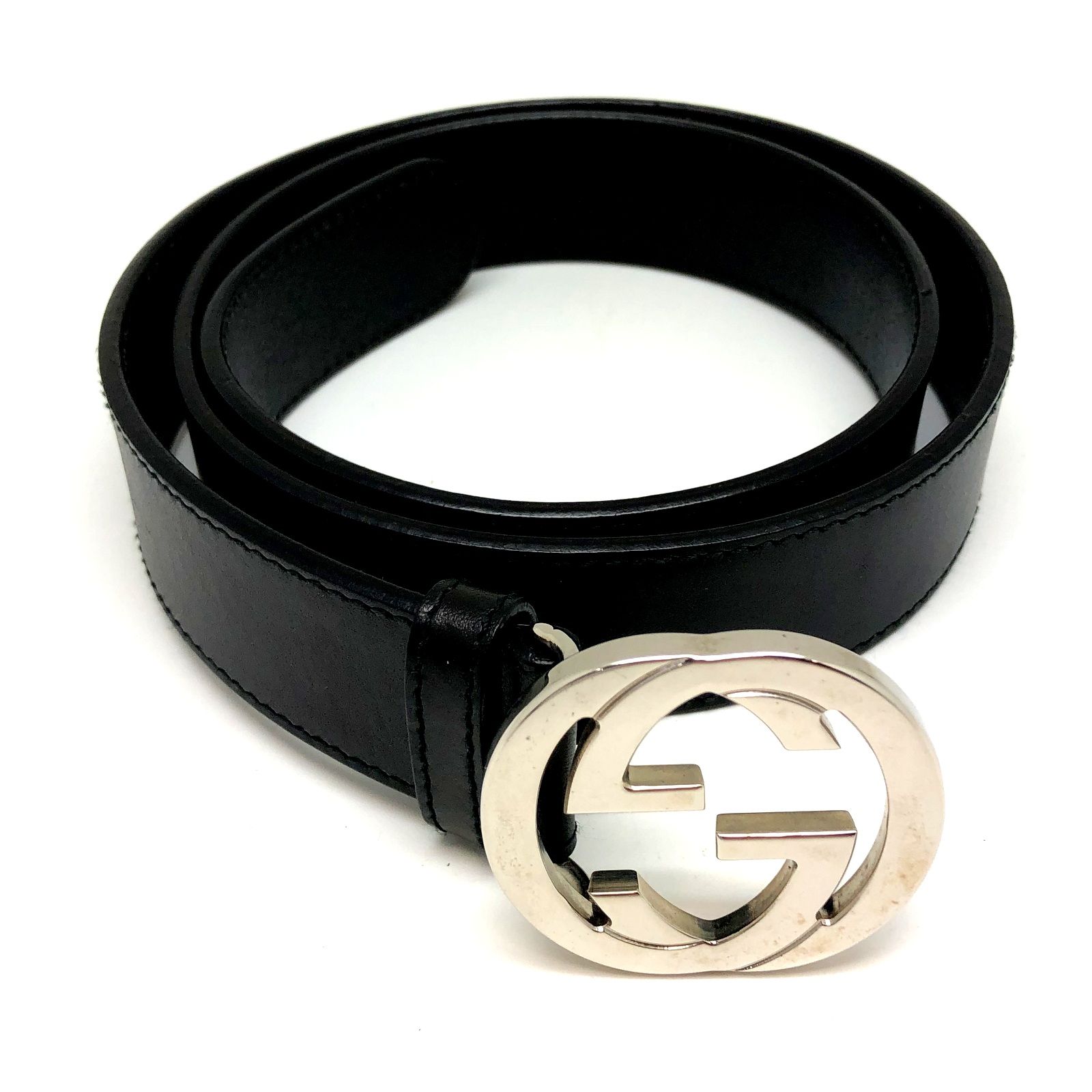 GUCCI グッチ ベルト 114874 ブラック レザー インターロッキングG GUCCI グッチ ベルト 114874 ブラック レザー インターロッキングG
