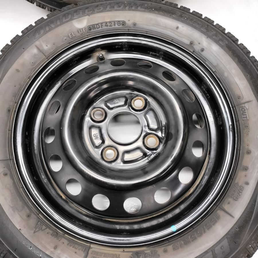 ＜スタッドレス & ホイール 4本＞ 155/65R13 ブリヂストン VRX   13x4.00B トヨタ製 4H -100 スズキ ダイハツの軽に！    中古