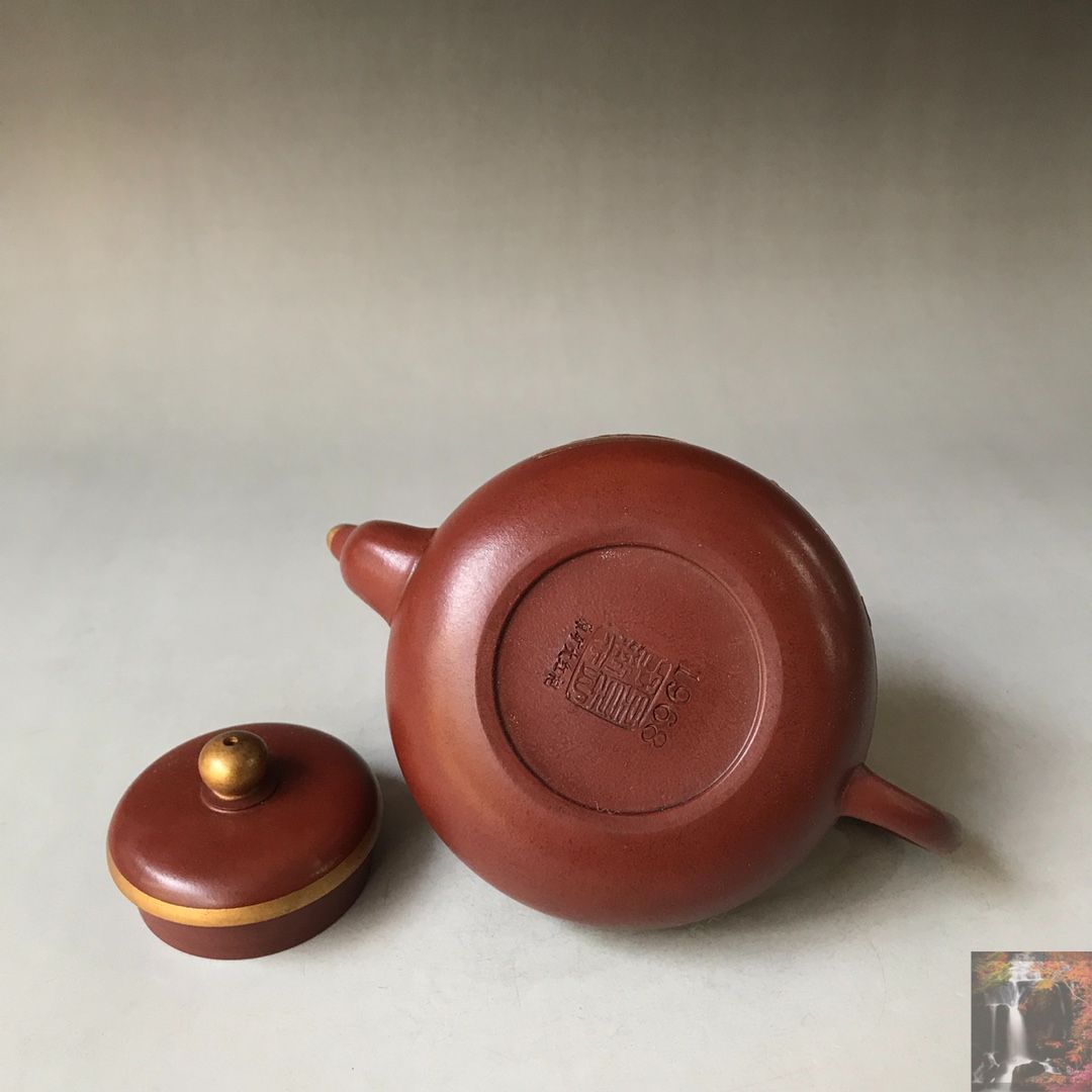 旧家蔵出し 宜興紫砂壷 描金 顧景舟 鳳紋 大紅袍 紫砂壷 茶道具