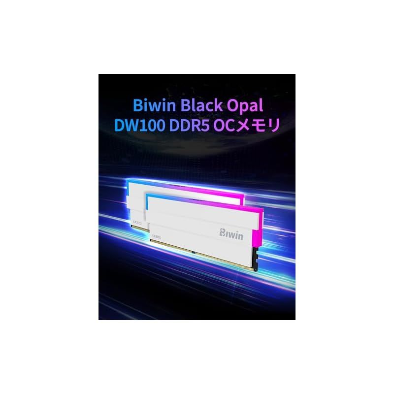 Biwin DW100 DDR5 6400MT|s PC5-51200 デスクトップPC用メモリ 64GB 32GB×2枚 CL32 RGBライティング Intel XPM 3.0|AMD EXPO両対応 メモリキット ホワイト