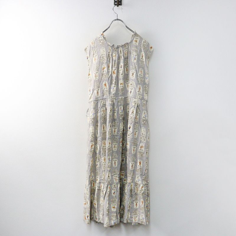 フランシュリッペ franche lippee fortune ワンピース M グレー系 フリル ノースリーブ ドレス ティアード